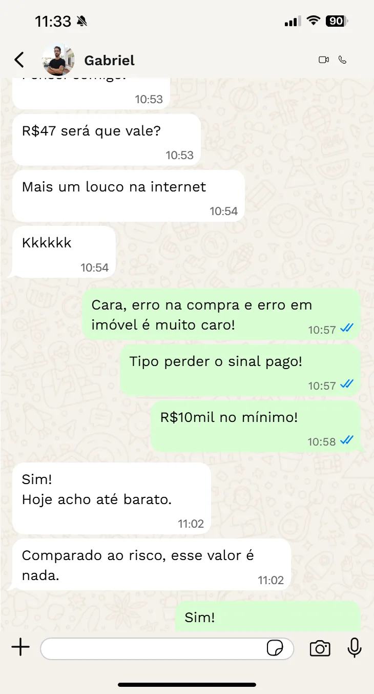 Gabriel duvidou do valor mas entendeu que erro em imóvel custa R$10mil+