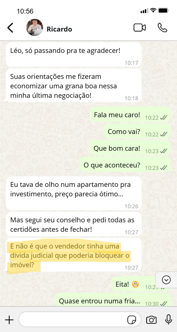 Ricardo pediu certidões e descobriu dívida judicial do vendedor